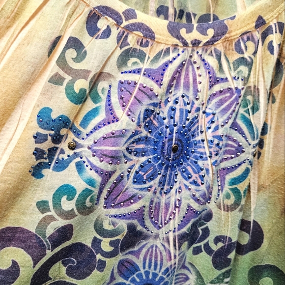 Blue Canyon Clothing embellished boho hippy style top blouse ~ womens large - Picture 4 of 8